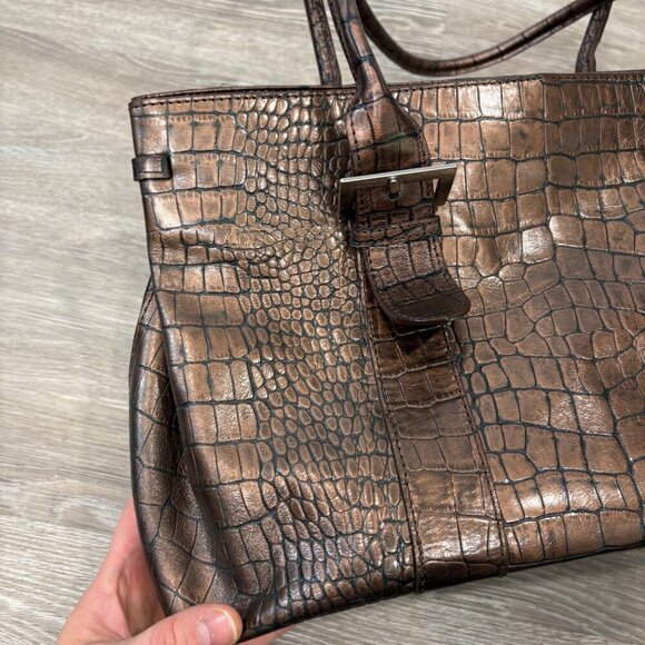 DANIER Brown crocodile leather shoulder purse bag - Picture 5 of 13